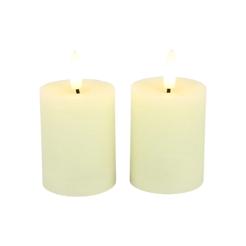 326 - LED Echtwachs Stumpenkerze / 2-er Set