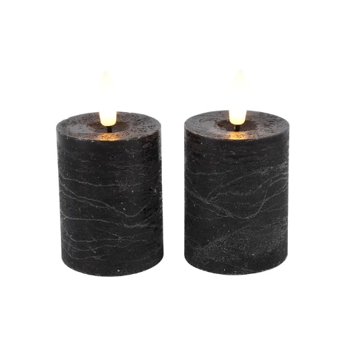 329 - LED Echtwachs Stumpenkerze / 2-er Set